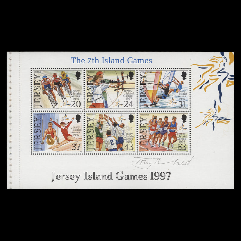 Jersey 1997 (MNH) Island Games booklet pane signed by Tony Theobald