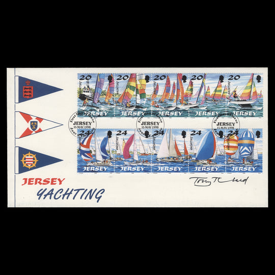 Jersey 1998 Yachting first day cover signed by designer