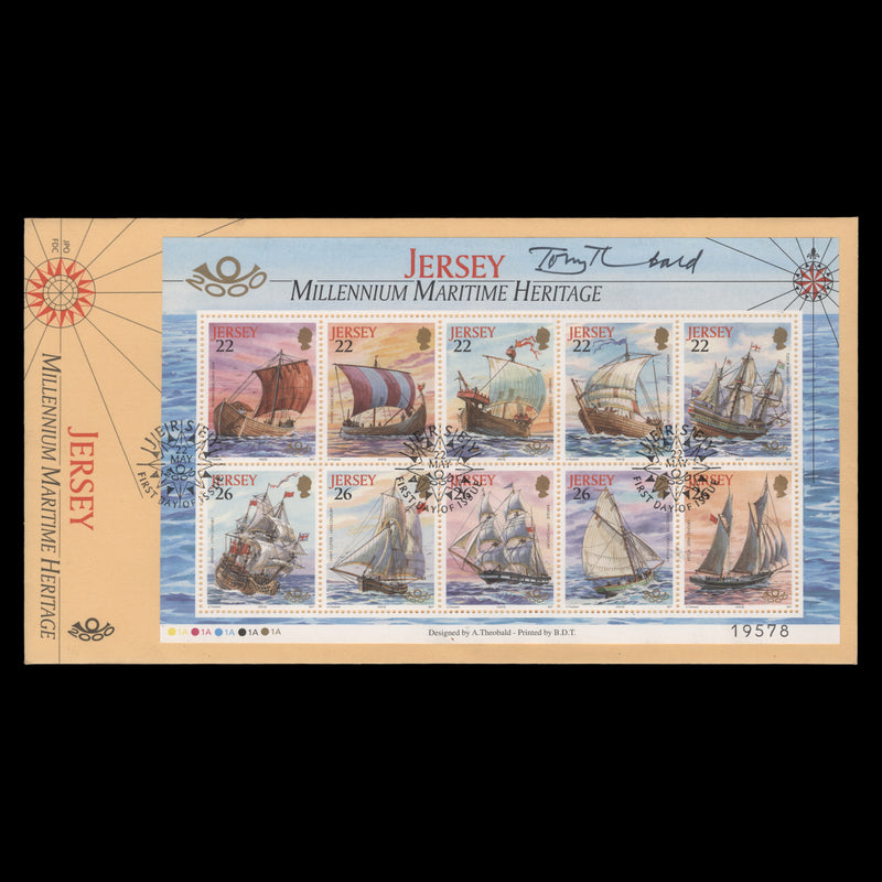 Jersey 2000 Maritime Heritage first day cover signed by Tony Theobald
