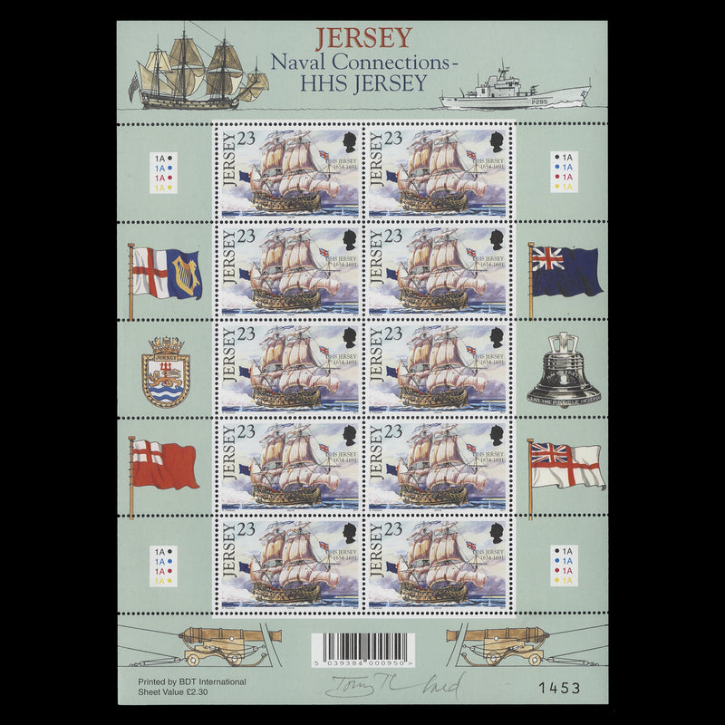Jersey 2001 (MNH) Naval Connections sheetlet signed by Tony Theobald