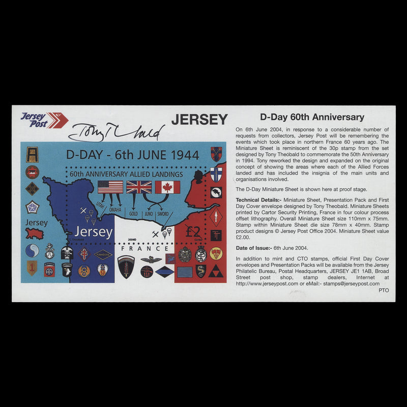 Jersey 2004 D-Day Anniversary promotional flyer signed by designer