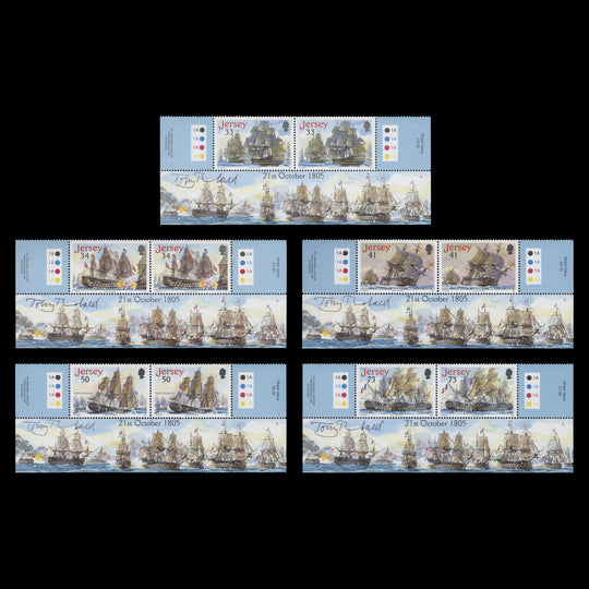 Jersey 2005 (MNH) Battle of Trafalgar Anniversary pairs signed by Tony Theobald