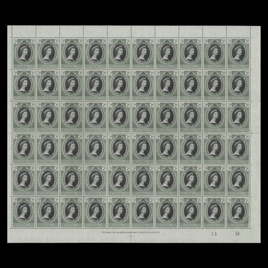 Jamaica 1953 (MNH) 2d Coronation plate 1A–5A pane of 60 stamps