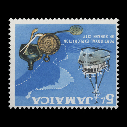 Jamaica 1964 (Variety) 5s Port Royal Exploration with inverted watermark