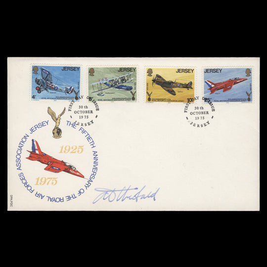 Jersey 1975 Royal Air Forces Association first day cover signed by designer