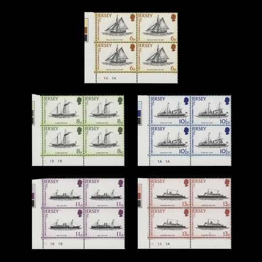 Jersey 1978 (MNH) Mail Packet Service Bicentenary traffic light/plate blocks