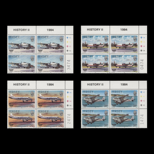 Jersey 1984 (MNH) ICAO Anniversary traffic light/plate blocks