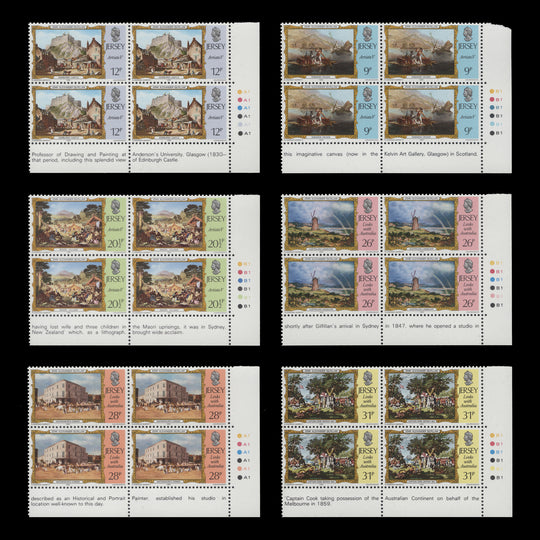 Jersey 1984 (MNH) John Alexander Gilfillan Paintings traffic light/plate blocks