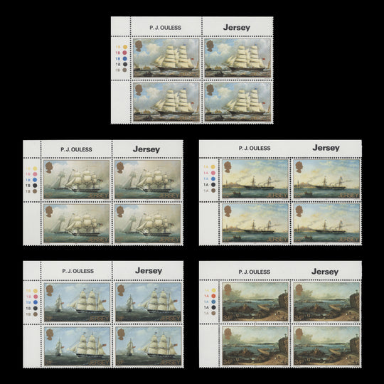 Jersey 1985 (MNH) Philip John Ouless Commemoration traffic light/plate blocks