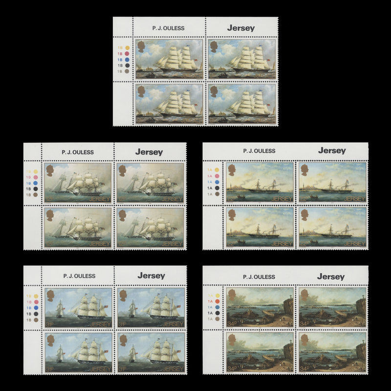 Jersey 1985 (MNH) Philip John Ouless Commemoration traffic light/plate blocks