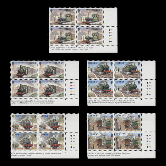 Jersey 1985 (MNH) Western Railway traffic light/plate blocks