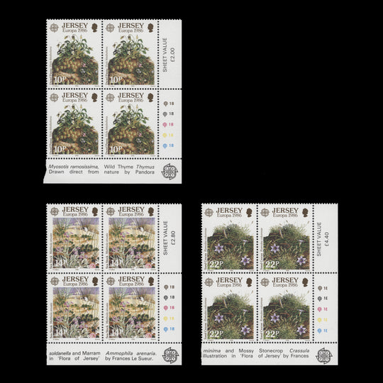 Jersey 1986 (MNH) Environmental Conservation traffic light/plate blocks