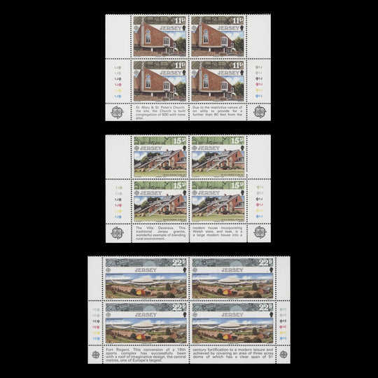 Jersey 1987 (MNH) Modern Architecture traffic light/plate blocks