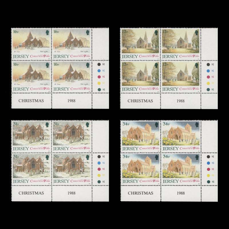 Jersey 1988 (MNH) Christmas traffic light/plate blocks