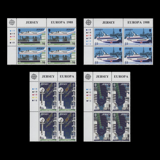 Jersey 1988 (MNH) Transport & Communications traffic light/plate blocks