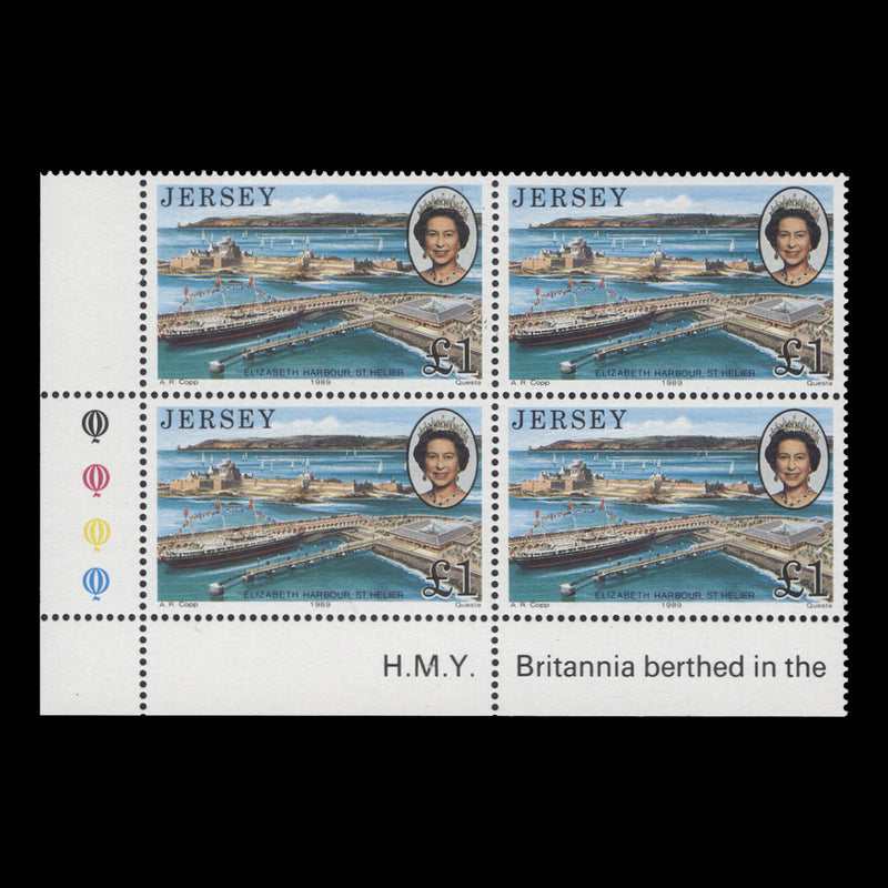 Jersey 1989 (MNH) Royal Visit traffic light/plate block