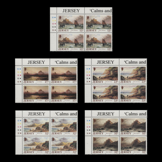 Jersey 1989 (MNH) Sarah Louisa Kilpack Birth Anniversary traffic light/plate blocks