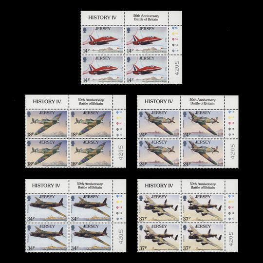 Jersey 1990 (MNH) Battle of Britain Anniversary traffic light/plate blocks