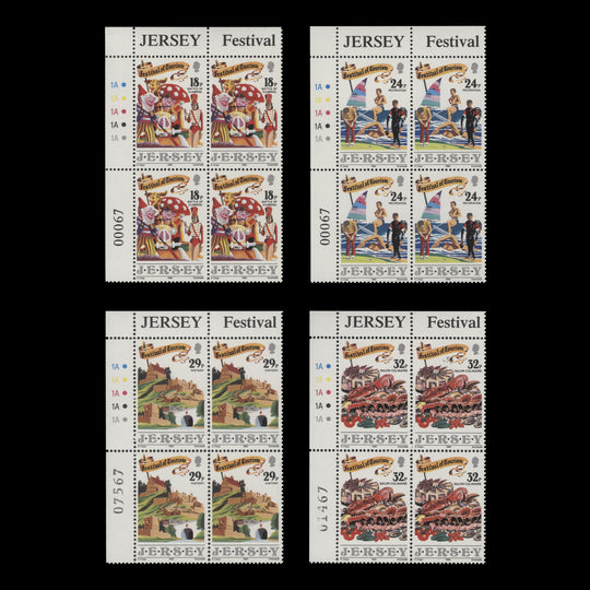 Jersey 1990 (MNH) Festival of Tourism traffic light/plate blocks