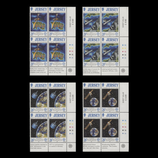 Jersey 1991 (MNH) Europe in Space traffic light/plate blocks