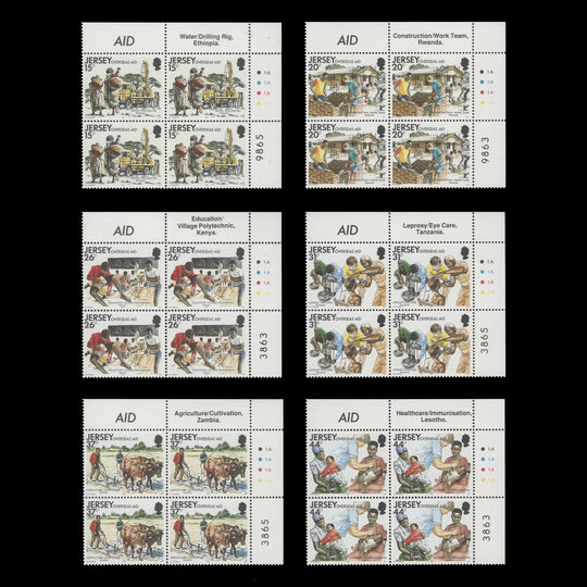 Jersey 1991 (MNH) Overseas Aid traffic light/plate blocks
