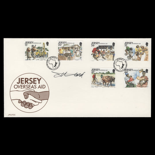 Jersey 1991 Overseas Aid first day cover signed by Tony Theobald