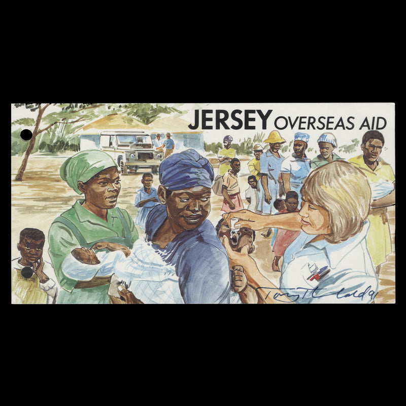 Jersey 1991 Overseas Aid first day presentation pack signed by Tony Theobald
