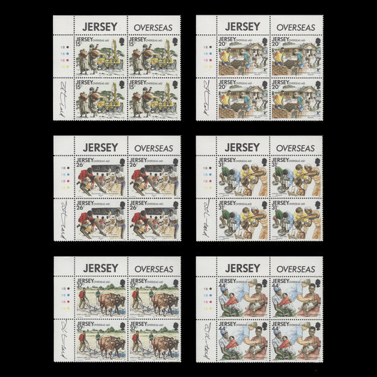 Jersey 1991 Overseas Aid traffic light/plate blocks signed by designer