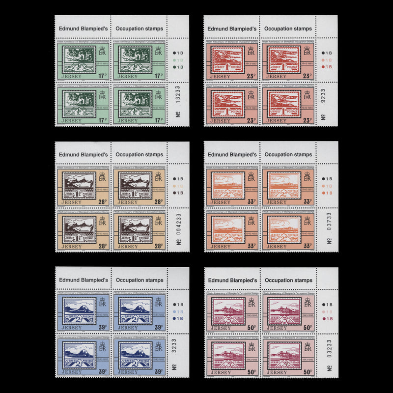Jersey 1993 (MNH) Occupation Stamps Anniversary traffic light/plate blocks