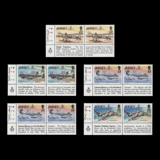 Jersey 1993 Royal Air Force Anniversary plate pairs signed by Tony Theobald