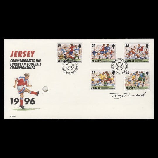 Jersey 1996 European Football Championships first day cover signed by designer