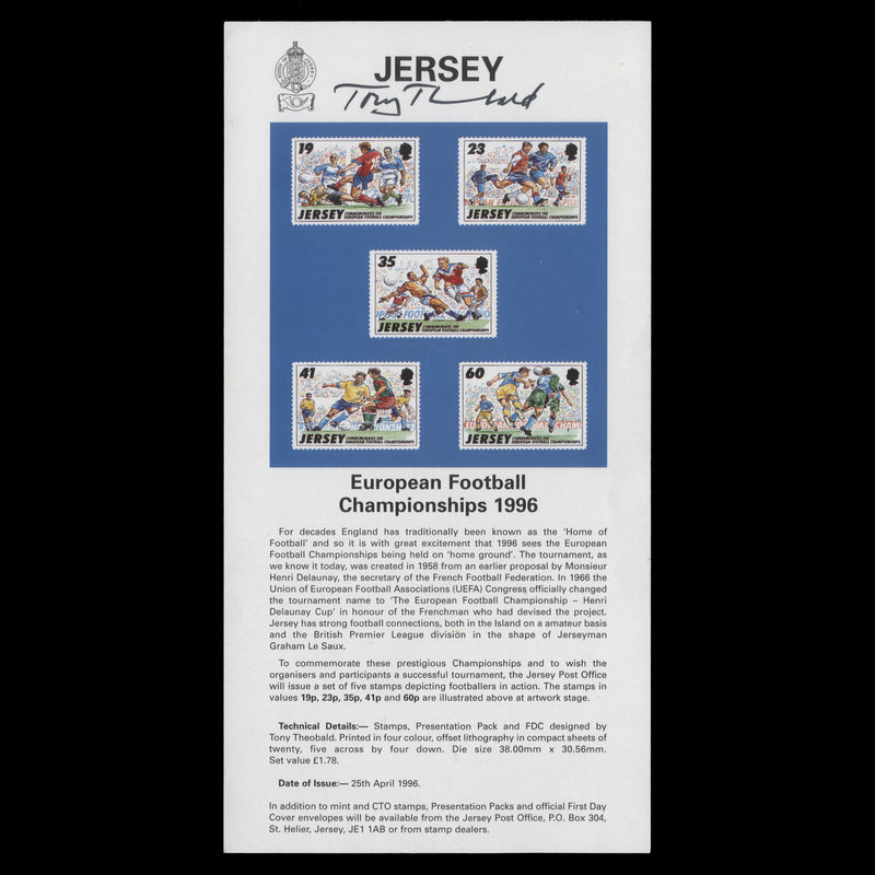 Jersey 1996 European Football Championships promotional flyer signed by designer