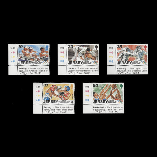 Jersey 1996 Sporting Anniversaries plate singles signed by the designer