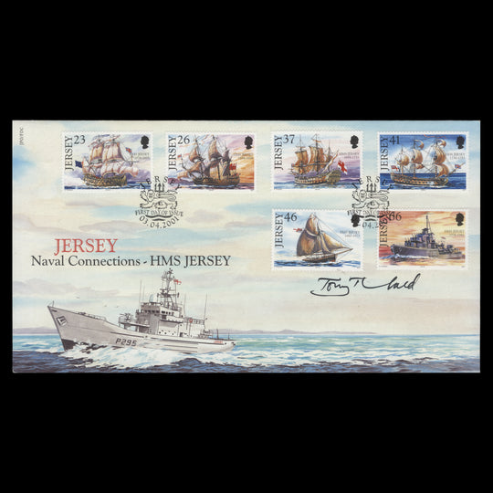 Jersey 2001 Naval Connections first day cover signed by the designer