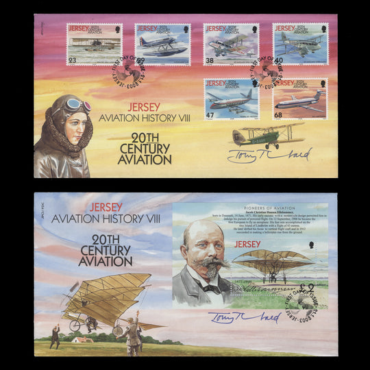 Jersey 2003 Aviation History first day covers signed by Tony Theobald