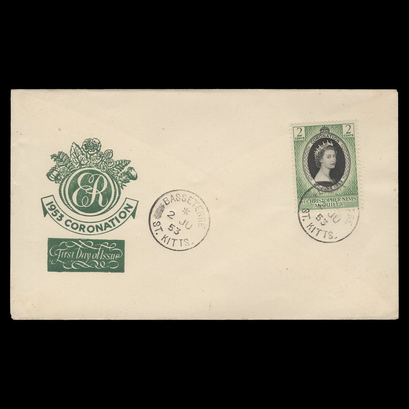 St Christopher Nevis Anguilla 1953 (FDC) 2c Coronation, BASSETERRE