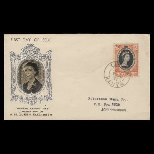 Kenya Uganda Tanganyika 1953 (FDC) 20c Coronation, LIMURU