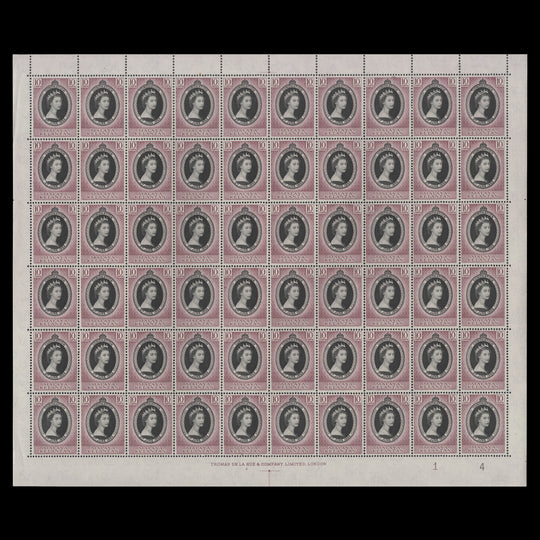 Kelantan 1953 (MNH) 10c Coronation plate 1–4 sheet of 60 stamps