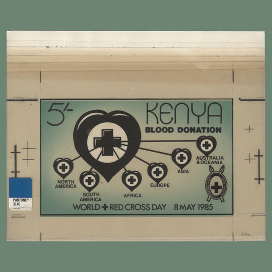 Kenya 1985 Blood Donation/World Red Cross Day watercolour artwork