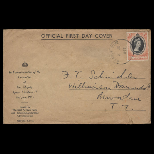 Kenya Uganda Tanganyika 1953 Coronation first day cover, MWADUI MINE