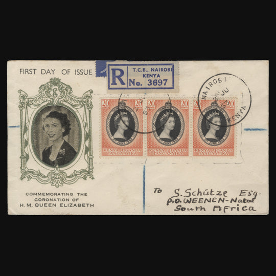 Kenya Uganda Tanganyika 1953 Coronation first day cover, NAIROBI
