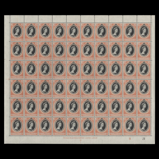 Kenya Uganda Tanganyika 1953 (MNH) 20c Coronation plate 1B–2B pane of 60 stamps