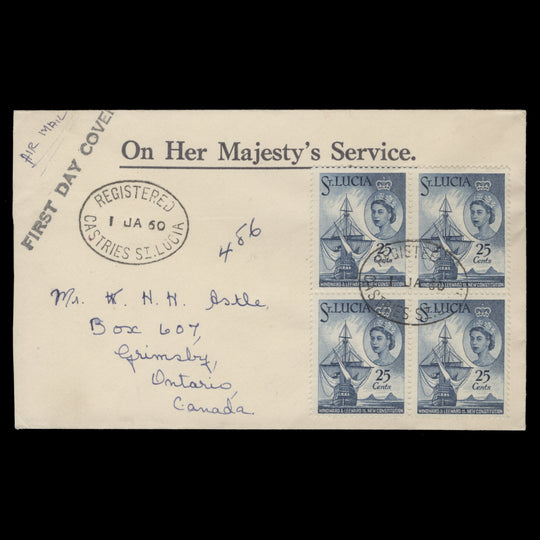 Saint Lucia 1960 New Constitution first day cover, CASTRIES