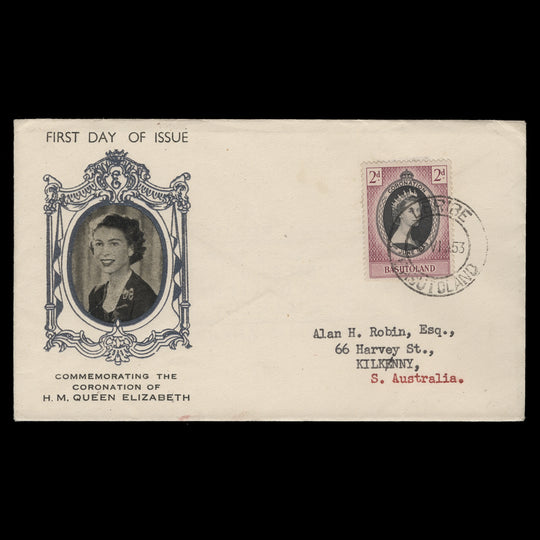 Basutoland 1953 (FDC) 2d Coronation, LERIBE
