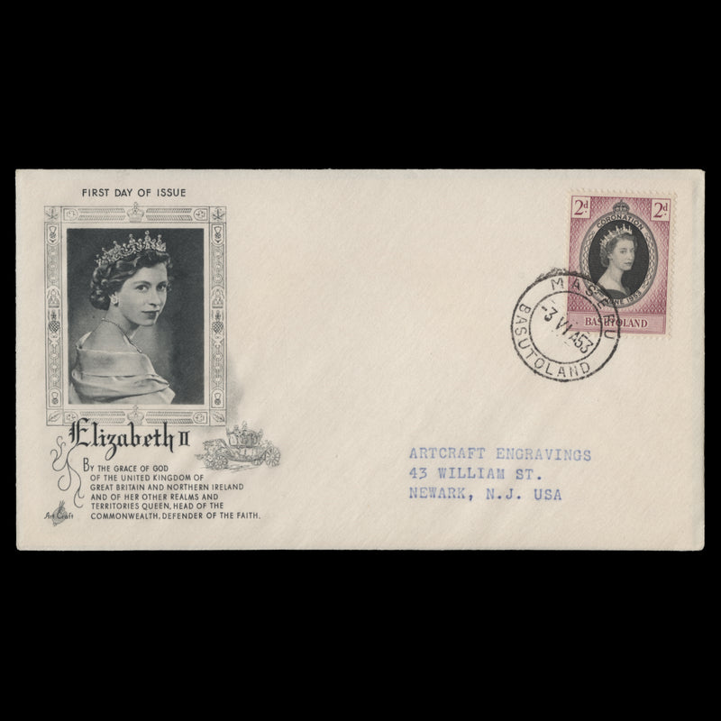 Basutoland 1953 (FDC) 2d Coronation, MASERU