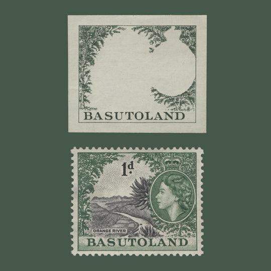 Basutoland 1954 Definitives leafy frame die proof in dull green