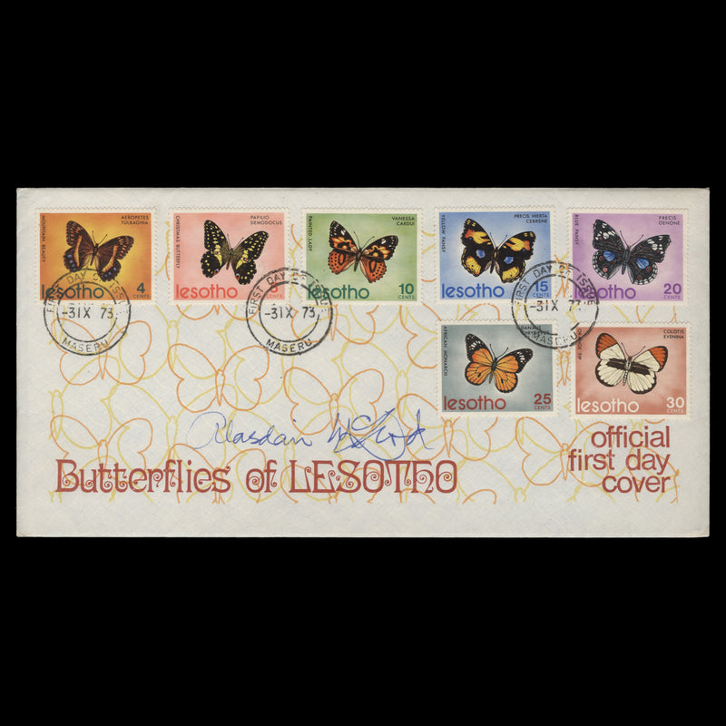 Lesotho 1973 Christmas/Butterflies first day cover signed by Alasdair McLeod