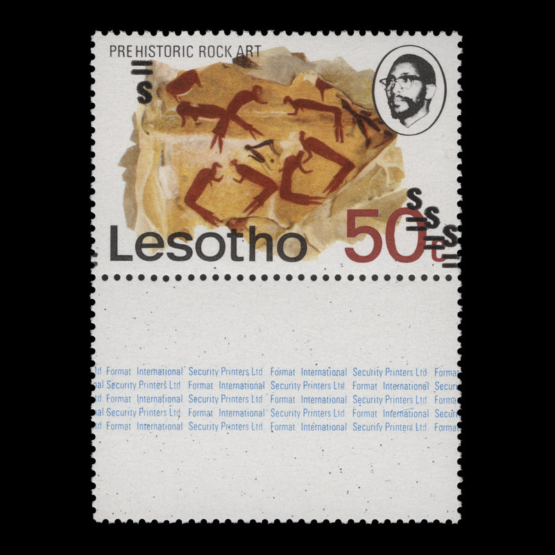 Lesotho 1980 (Variety) 50s/50c Prehistoric Rock Art with quadruple surcharge