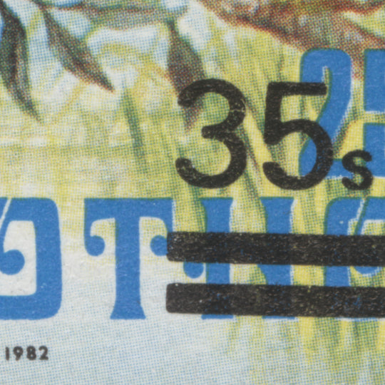 Lesotho 1987 (Variety) 35s/25s Malachite Kingfisher strip with small 's'