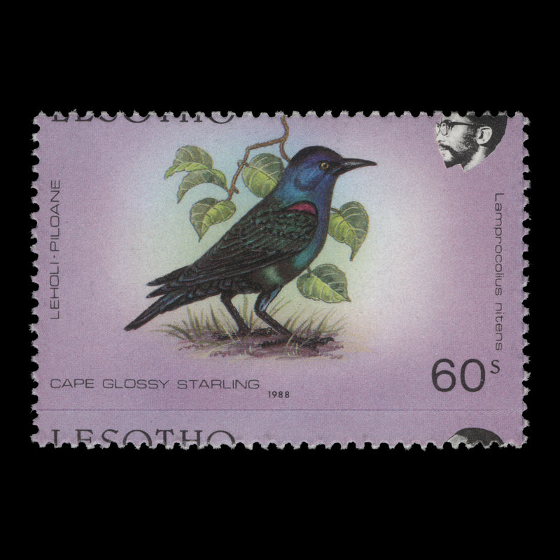 Lesotho 1988 (Variety) 60s Cape Glossy Starling with perforation shift